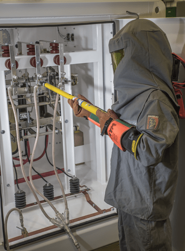 Always wear the appropriate levels of shock and arc-flash hazard PPE when applying grounds.