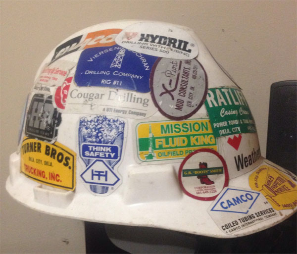Stickers on hard hat