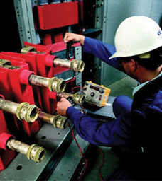 Circuit breaker contact resistance test.