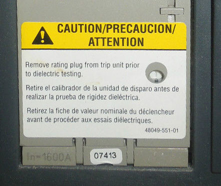 Solid State Trip Unit Rating Plug Overpotential Warning